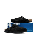 Birkenstock Boston Daim Semelle Souple Noir | Sabot Premium