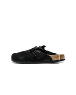 Birkenstock Boston Daim Semelle Souple Noir | Sabot Premium