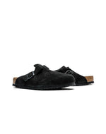 Birkenstock Boston Daim Semelle Souple Noir | Sabot Premium
